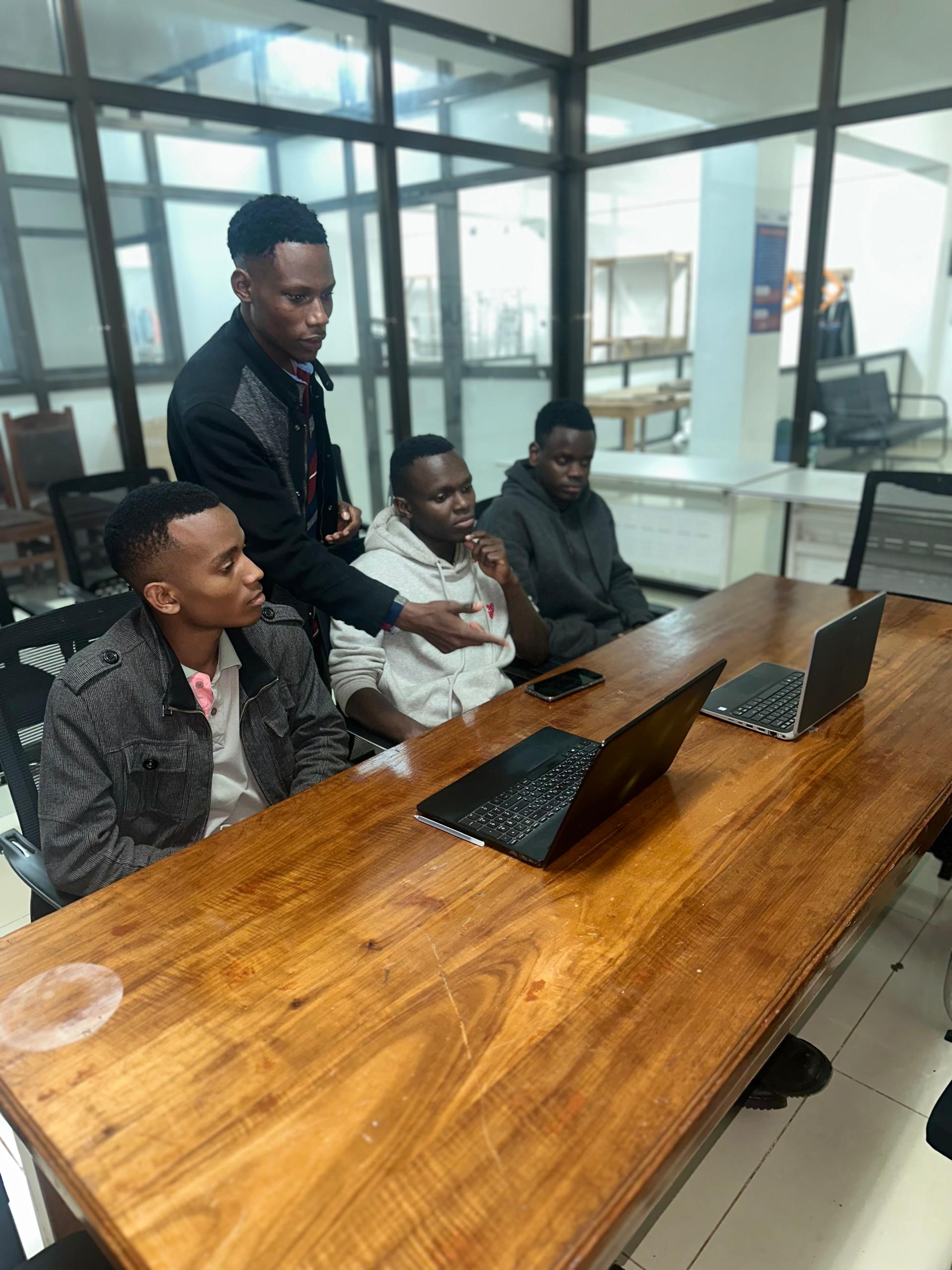 Students learning technology